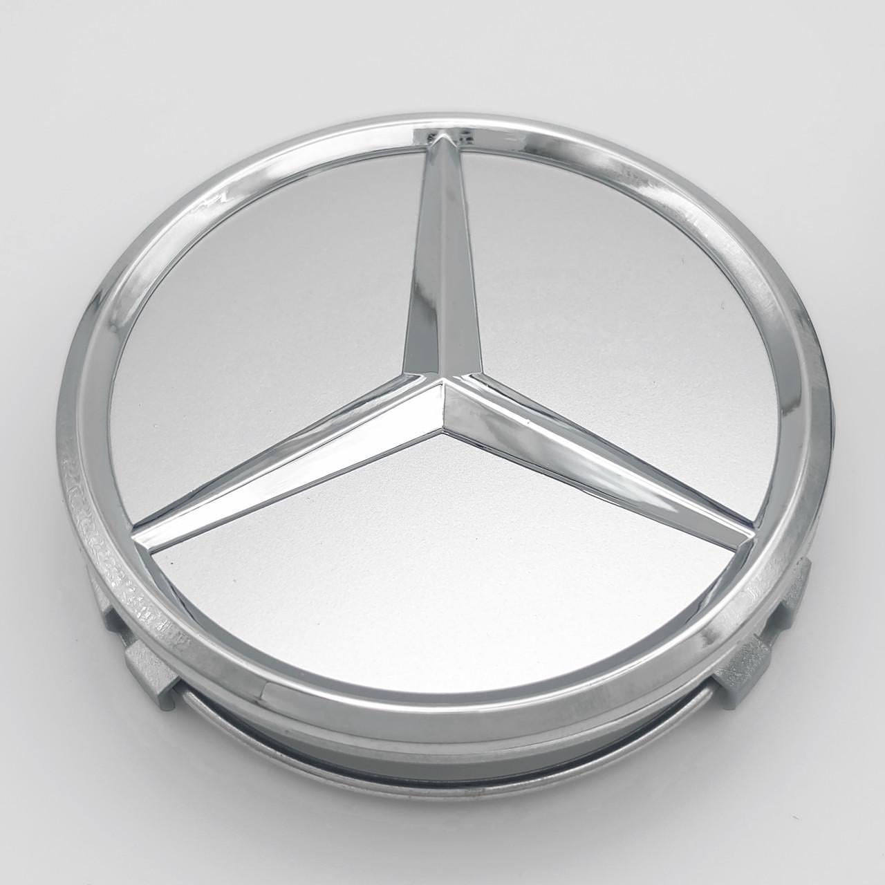 Колпачок заглушка ступицы колеса Mercedes Benz 75 мм тип 4 Хром матовый (3012631936)