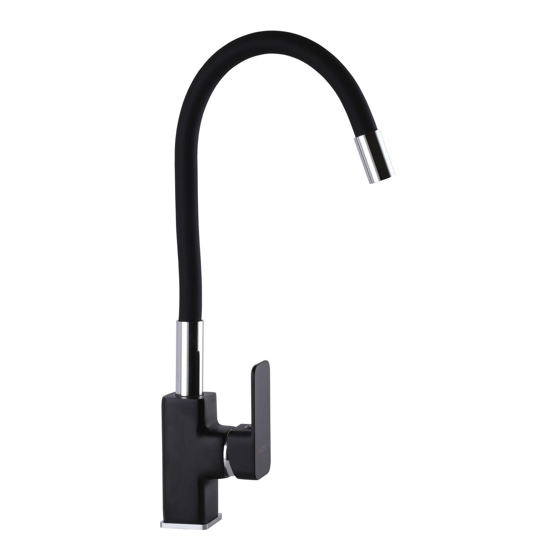 Смеситель для кухни с гибким изливом GLux Milano GLM-203LR-10-BB Черный/Черный камень (21852)