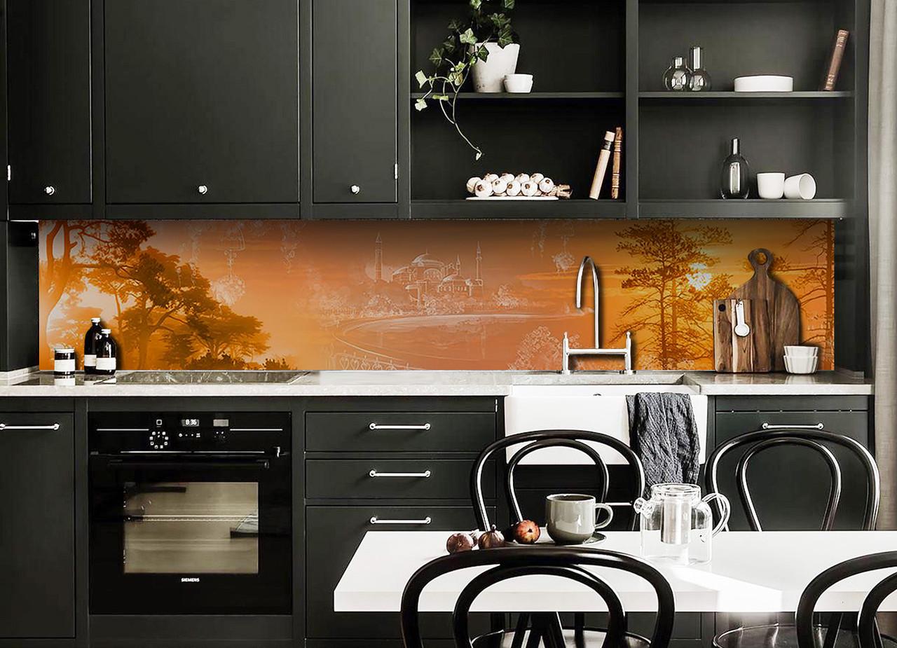 Кухонный фартук Мечеть лес деревья из самоклеящейся виниловой пленки 60х250 см Оранжевый Кухонный фартук Мечеть лес деревья из самоклеящейся виниловой пленки 60х250 см Оранжевый