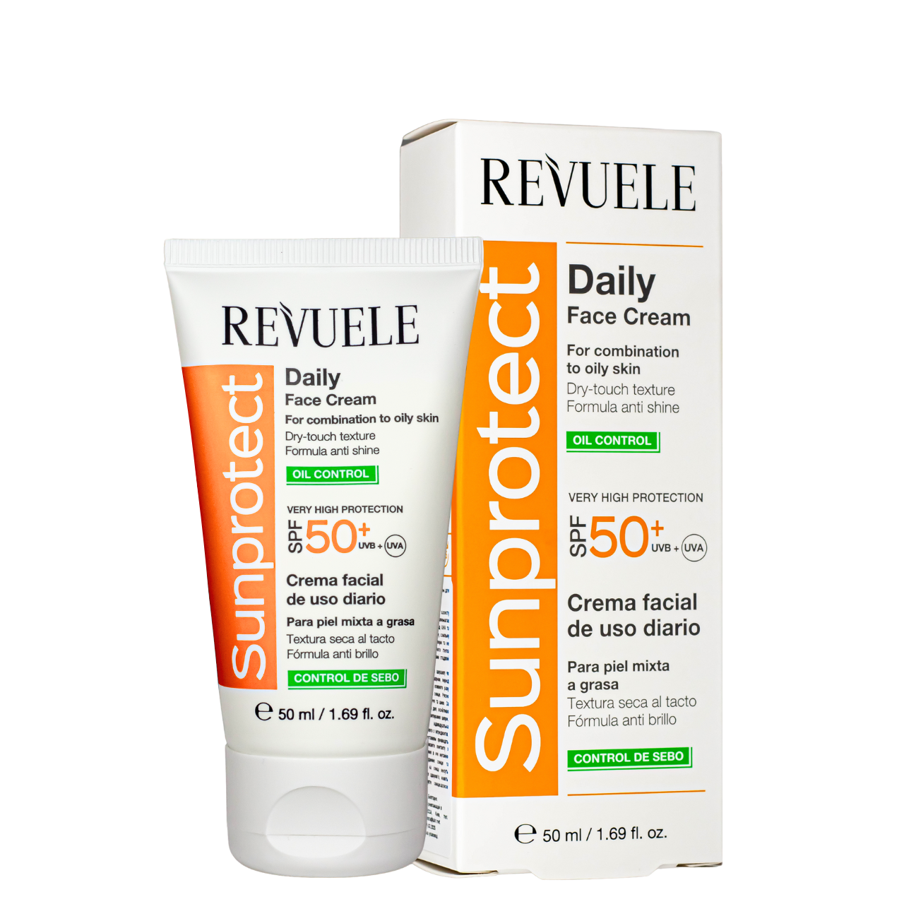 Крем для лица солнцезащитный SPF 50+ для жирной кожи Revuele UVA/UVB 50 мл (1831022220)