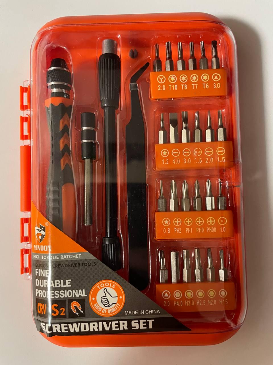 Набор отверток Screwdriver Ser 28в1 с трещоткой в пластмассовом кейсе Оранжевый