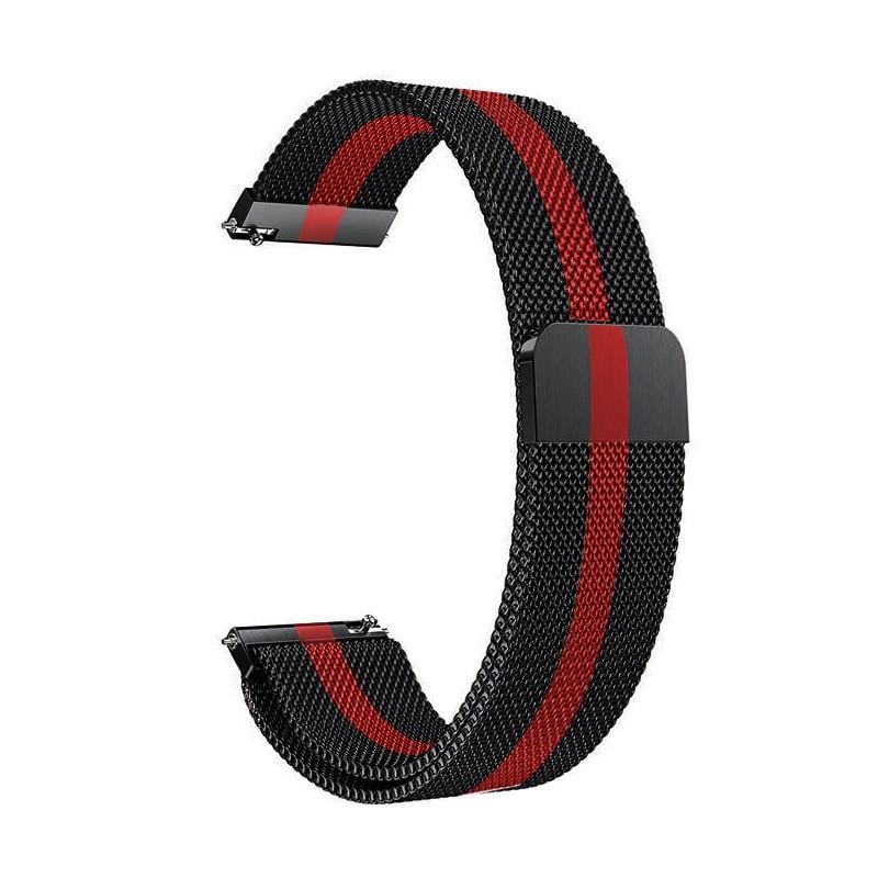 Ремінець для годинника металевий міланська петля 22 мм Чорний с червоним (05.01.06.BR)