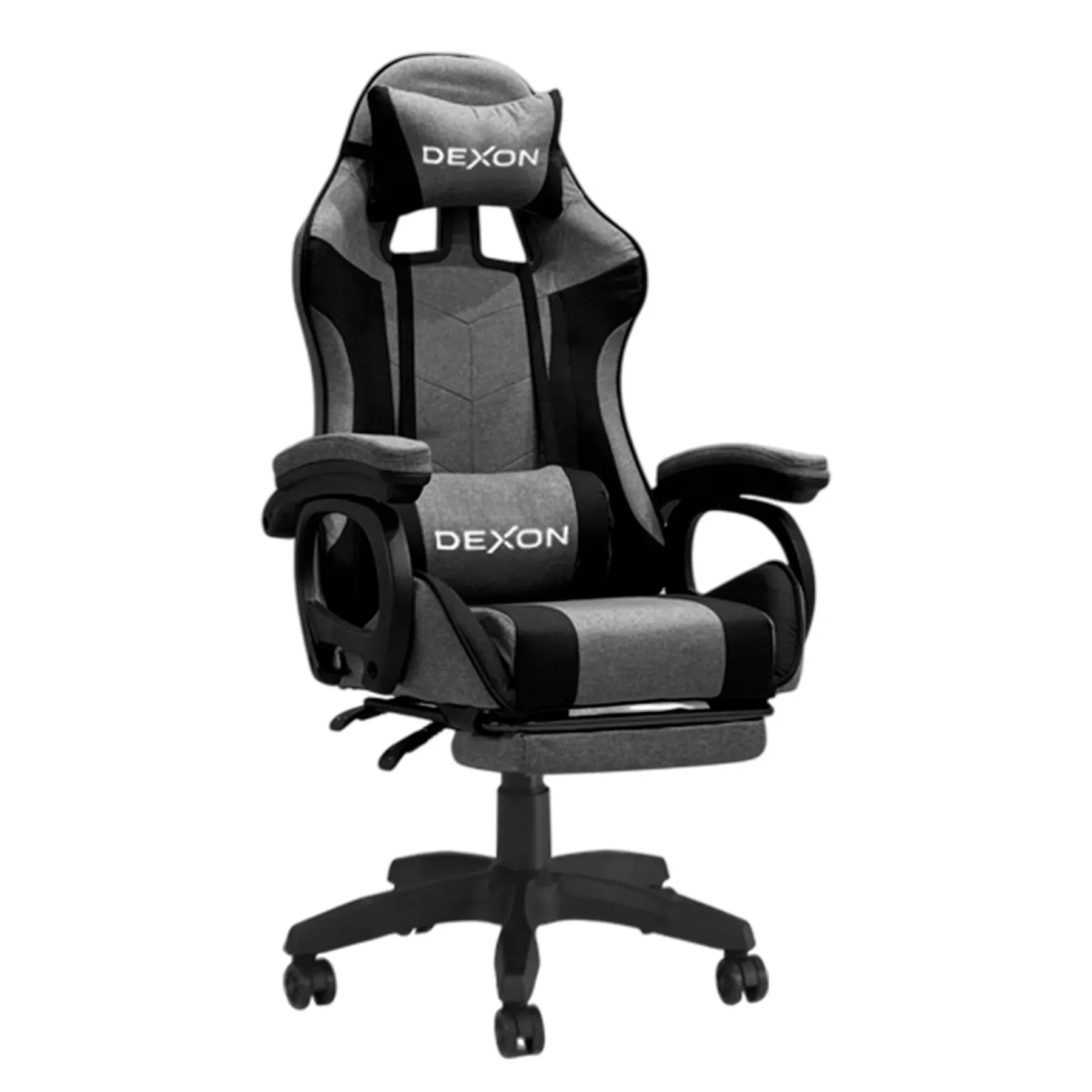 Геймерское кресло DEXON TITAN с подставкой для ног из ткани Черный/Темно-серый (40287)