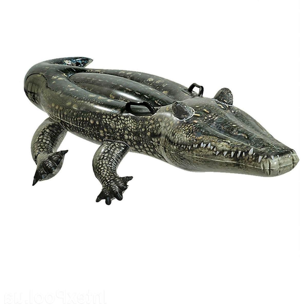 Дитячий надувний матрац-пліт Intex Крокодил з ручками 57551 170х86 см (2288)