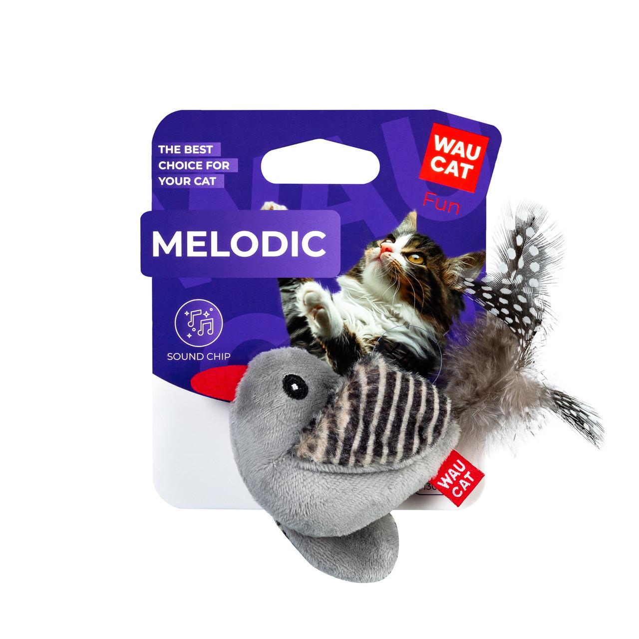 Игрушка для кошек WAUCAT Fun Melodic Птичка со звуковым чипом искусственный мех/перо 13 см (7513)