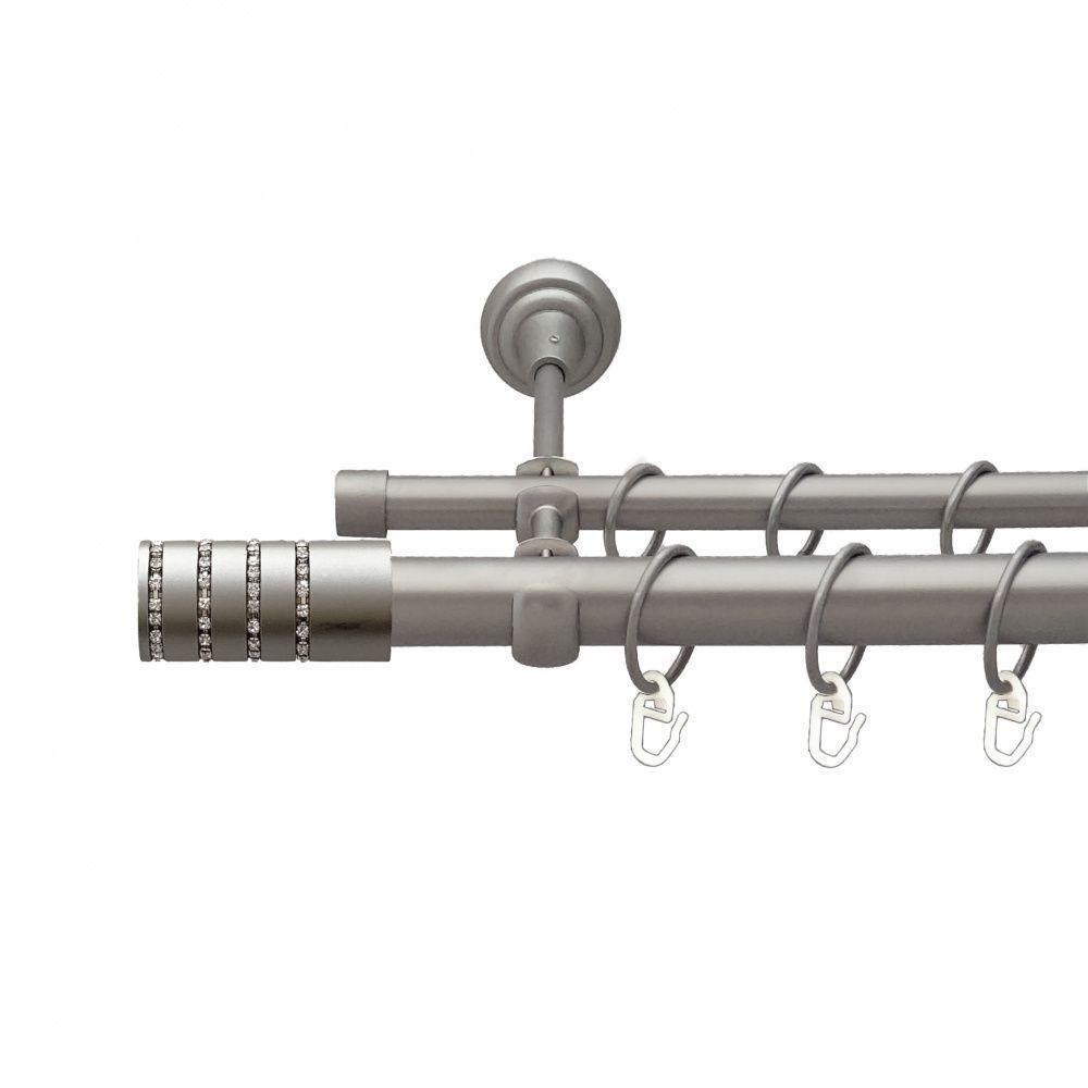 Карниз для штор Orvit Барамелла двухрядный гладкий 25/16 мм 300 см Сатин (00-00011014)