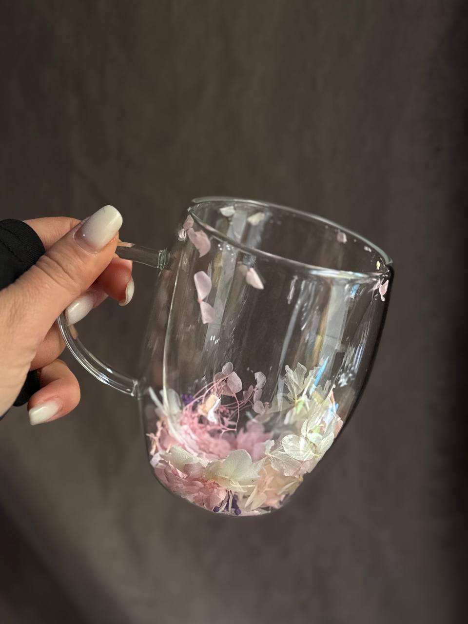 Набір чашок Vittora Квітковий спокій з подвійним дном та сухоцвітами у стінках 2 шт 320 мл Прозорий (VT-5319-320) - фото 3
