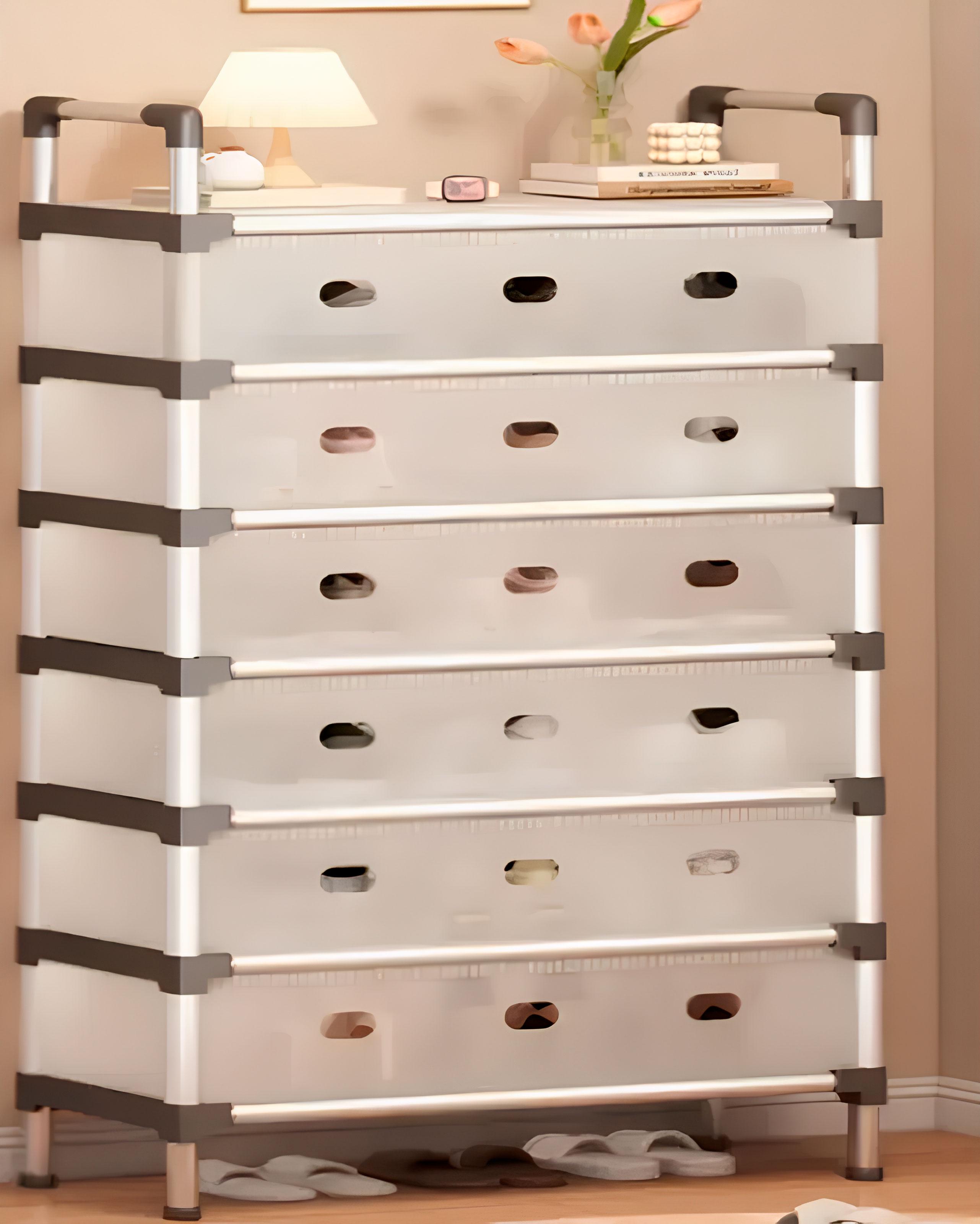 Шкаф для обуви LS7930 на 6 полок Modern Touch из металла и пластика White (784780654)