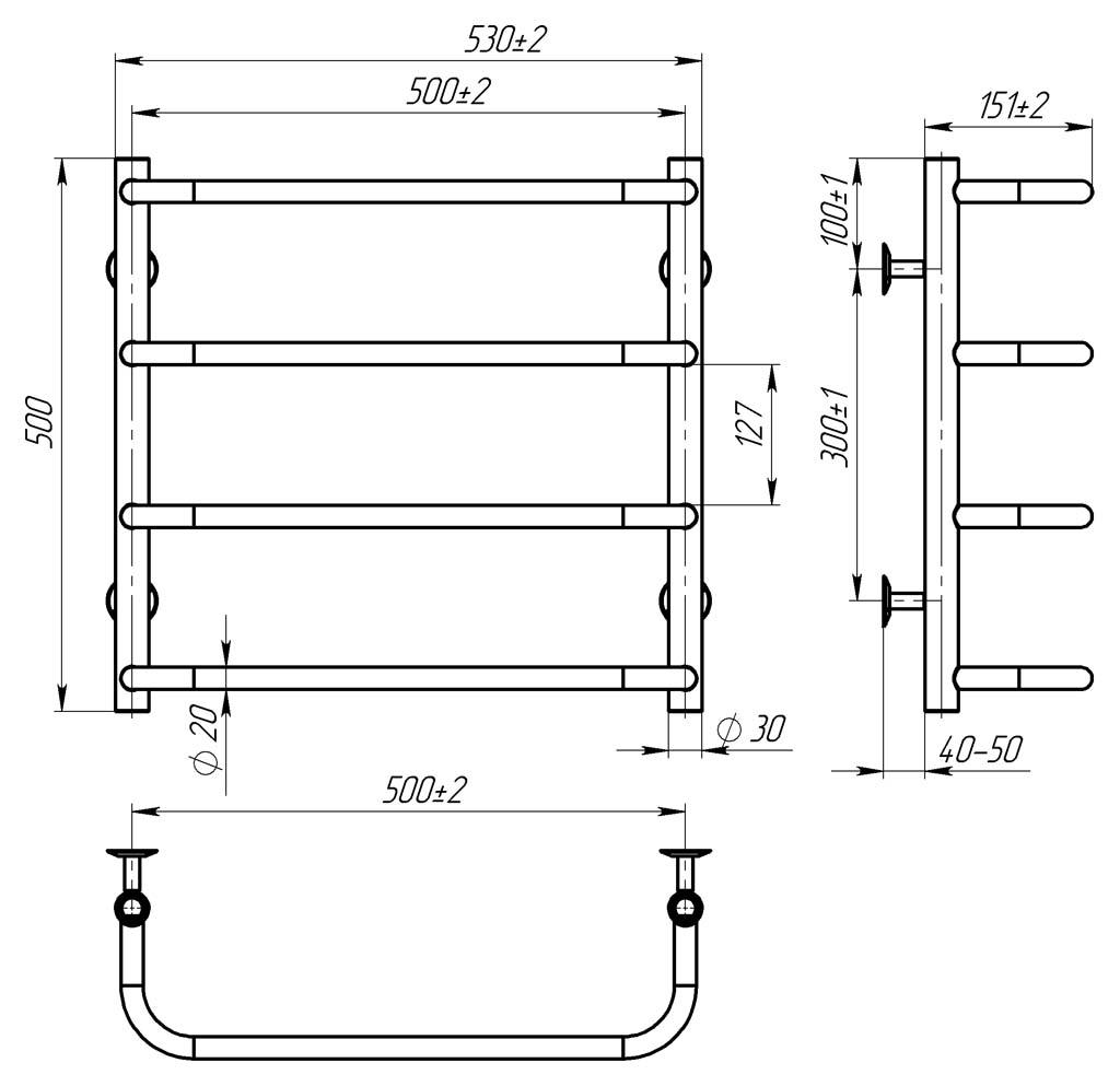 Полотенцесушитель водяной HeatPro Hera P4 нижнее подключение 500x500 мм Черный (CH-HR5005004WBA) - фото 3 Полотенцесушитель водяной HeatPro Hera P4 нижнее подключение 500x500 мм Черный (CH-HR5005004WBA) - фото 3
