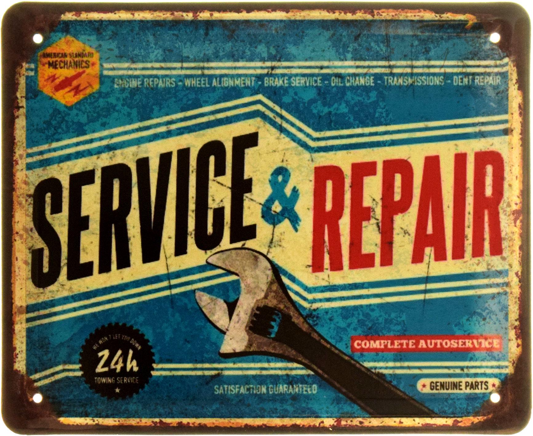 Табличка металлическая "Service&Repair Complete Autoservice" 18x22 см (ms-103966)