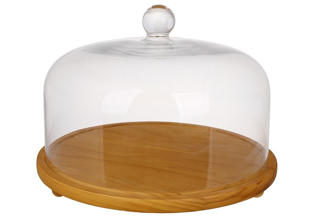 Тортница деревянная со стеклянным колпаком 29 см (992-454)