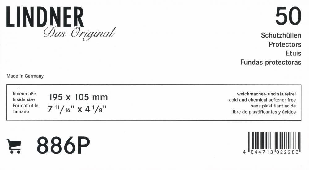 Конверты для банкнот защитные Lindner 886Р 195x105 мм