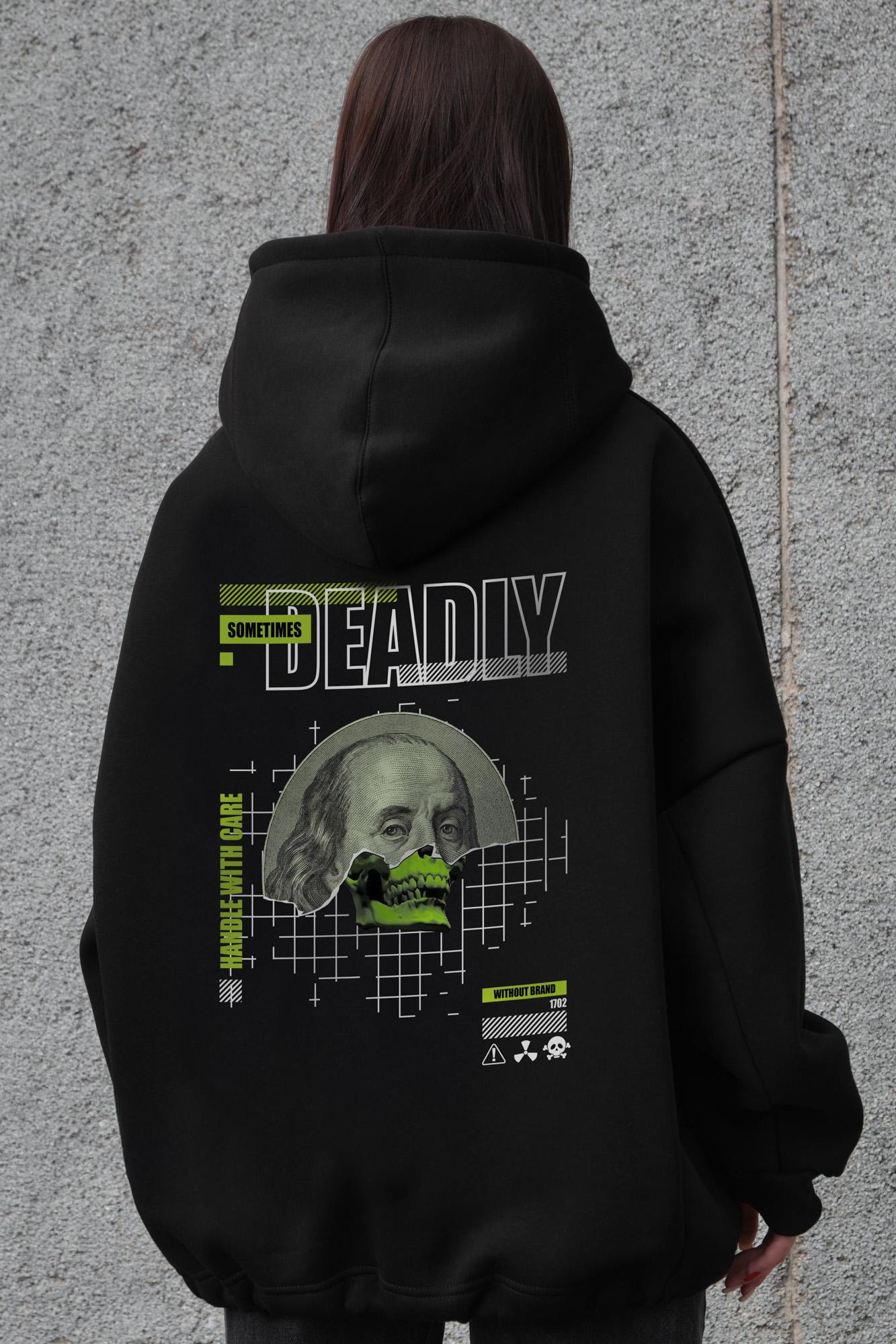 Худи на флисе Without с капюшоном и принтом Deadly оверсайз Black (8055510) - фото 5 Худи на флисе Without с капюшоном и принтом Deadly оверсайз Black (8055510) - фото 5