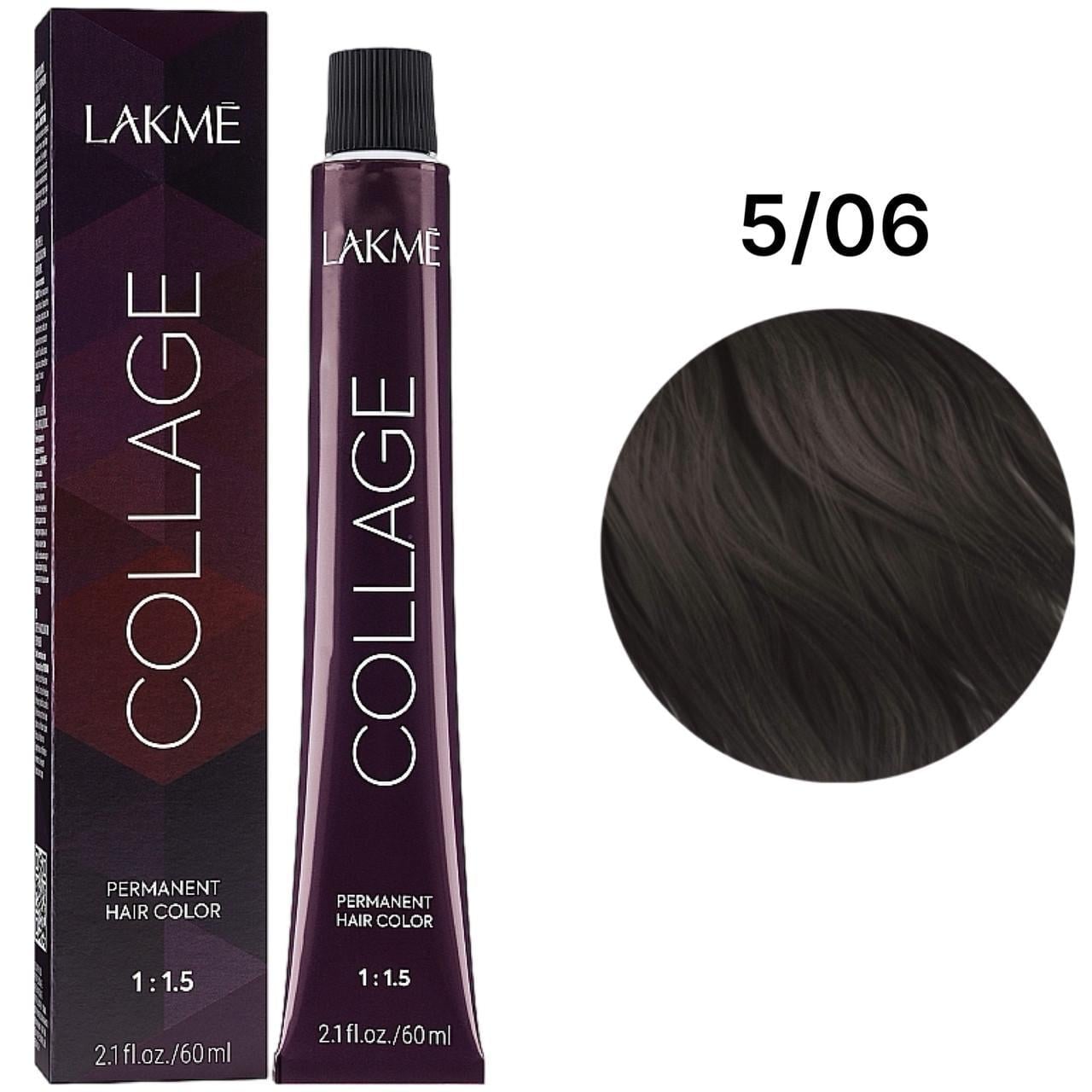 Краска для волос стойка Lakme Collage Creme Hair Color 5/06 Светло-каштановый натурально-теплый 60 мл