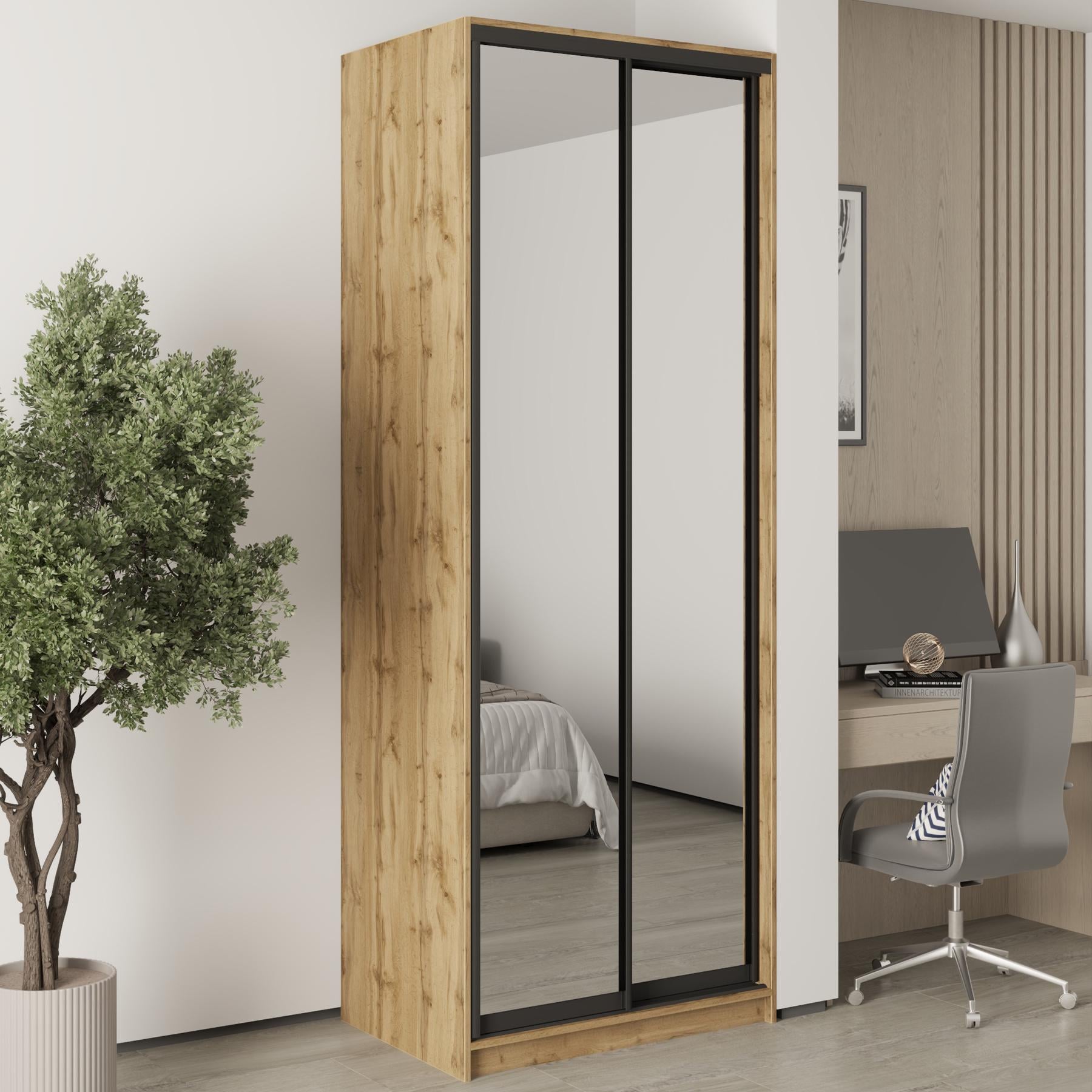 Шкаф-купе двухдверный MebelStar Стандарт BG 2 зеркала 90x60x240 см Дуб тахо (MBS-10425)