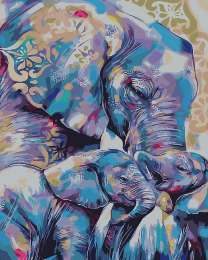 Картина по номерам Strateg Мамочка со слониками 40x50 см (SY6519)