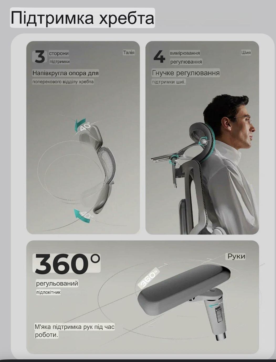 Офісне крісло Hbada E3 Pro 4.0 Сірий - фото 9