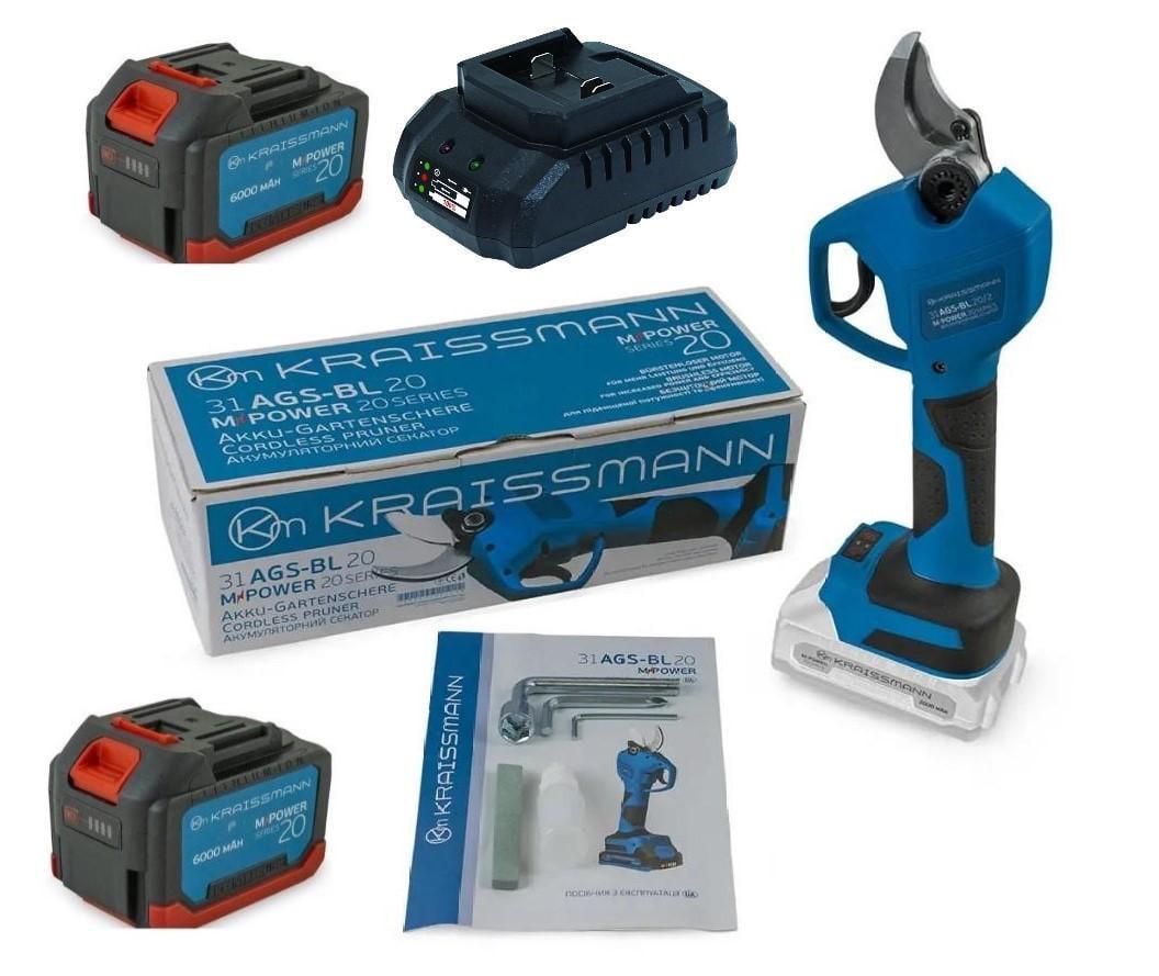 Секатор аккумуляторный KRAISSMANN 31 AGS-BL 20/2 бесщеточный 2 аккумулятора 6 Ач (22469205)