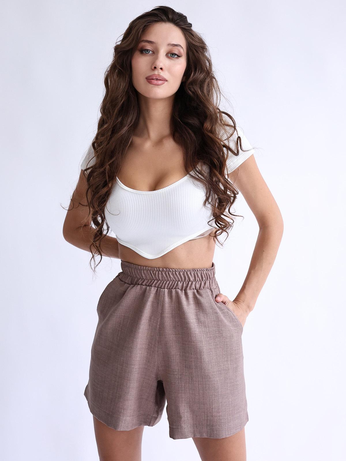 Шорти лляні жіночі візон (LIN-170720/5)