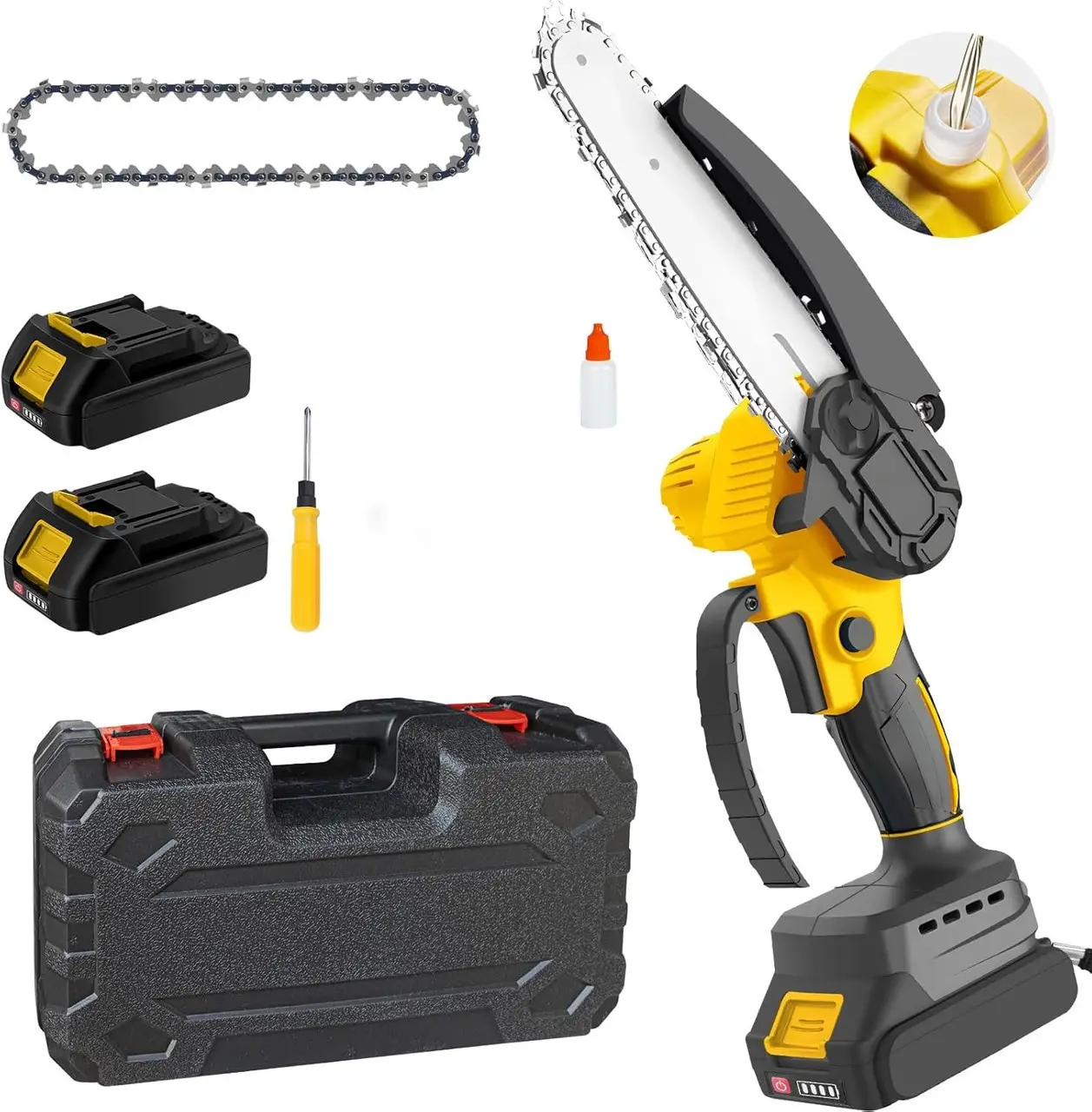 Бензопила мини аккумуляторная DJ01 легкая беспроводная для обрезки деревьев и заготовки дров 15 см