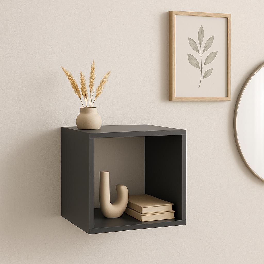 Стелаж настінно-підлоговий модульний MEBLIBUD KUB 1 секція Антрацит (28576892) - фото 3 Стелаж настінно-підлоговий модульний MEBLIBUD KUB 1 секція Антрацит (28576892) - фото 3