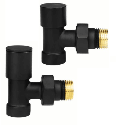 Комплект радиаторных кранов Rastas угловые Черный (RR-ARV03B)