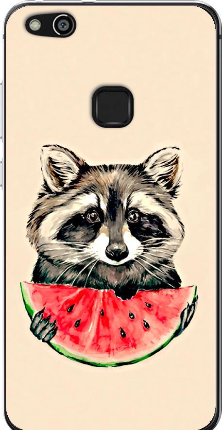 Чехол на Huawei P10 Lite Енотик с арбузом (4605u-896-42517)