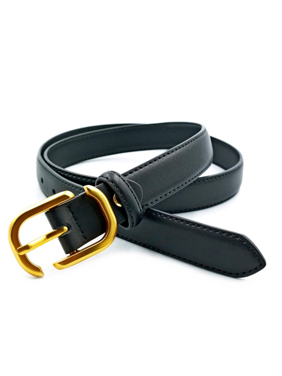 Ремень женский Weatro кожаный 2,3х105 см Черный (zhin-kit-23k-0090)