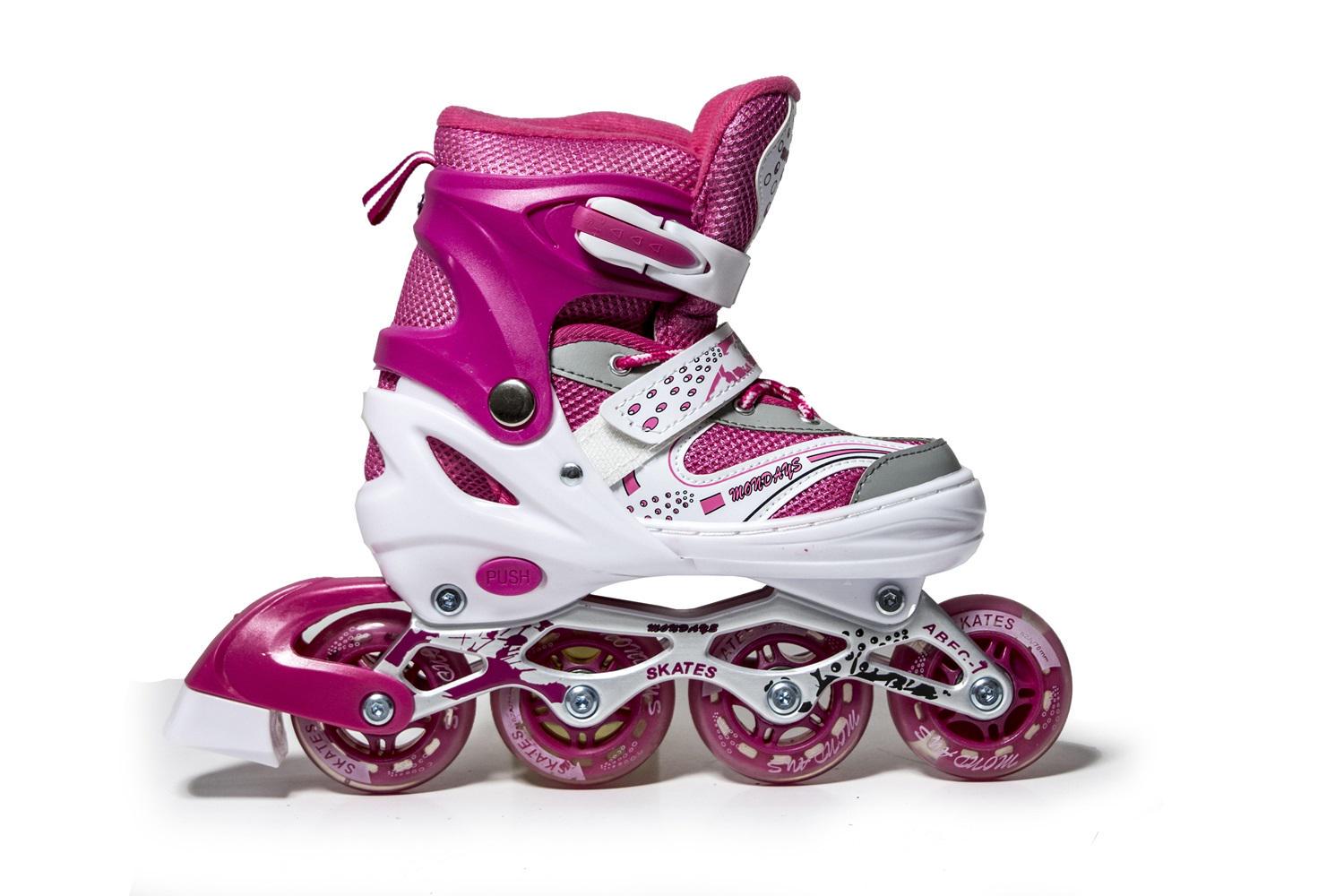 Роликовые коньки Happy Mondays колеса со светом PU 23,5-27 см р. 38-42 Pink (21658521) - фото 2