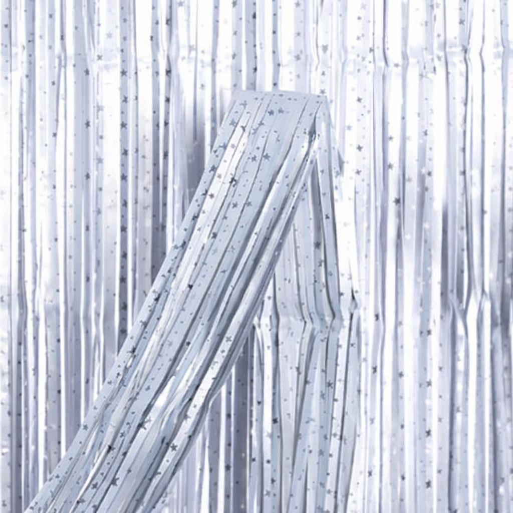 Дощик для фотозони з принтом зірочок матовий 2x1 м Сріблястий (1502)