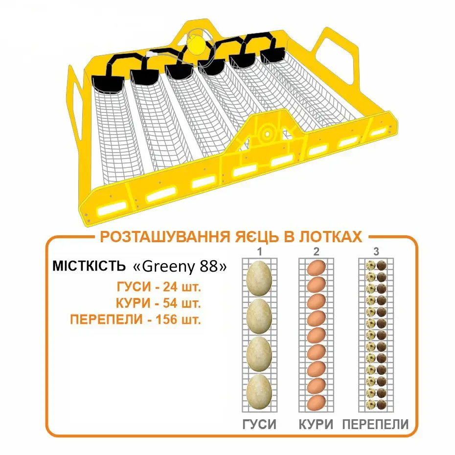 Інкубатор автоматичний Теплуша Greeny 88 ТАВ 220В/12В Теновий з вологоміром кареточний (113648) - фото 7