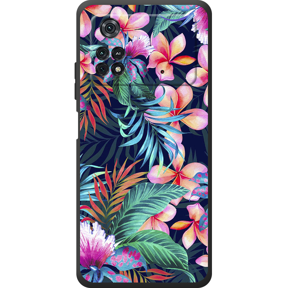 Чохол BoxFace Poco M4 Pro 4G flowers in the tropics Чорний силікон (44475-up1971-44485)