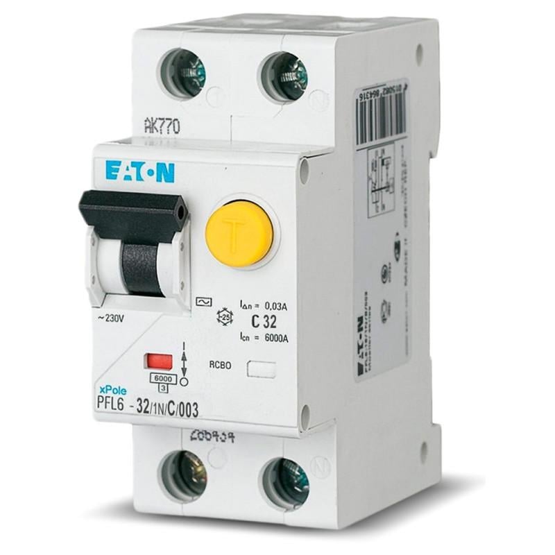 Дифференциальный выключатель Eaton PFL6 1P+N 32A 30mA C тип AC (286470)