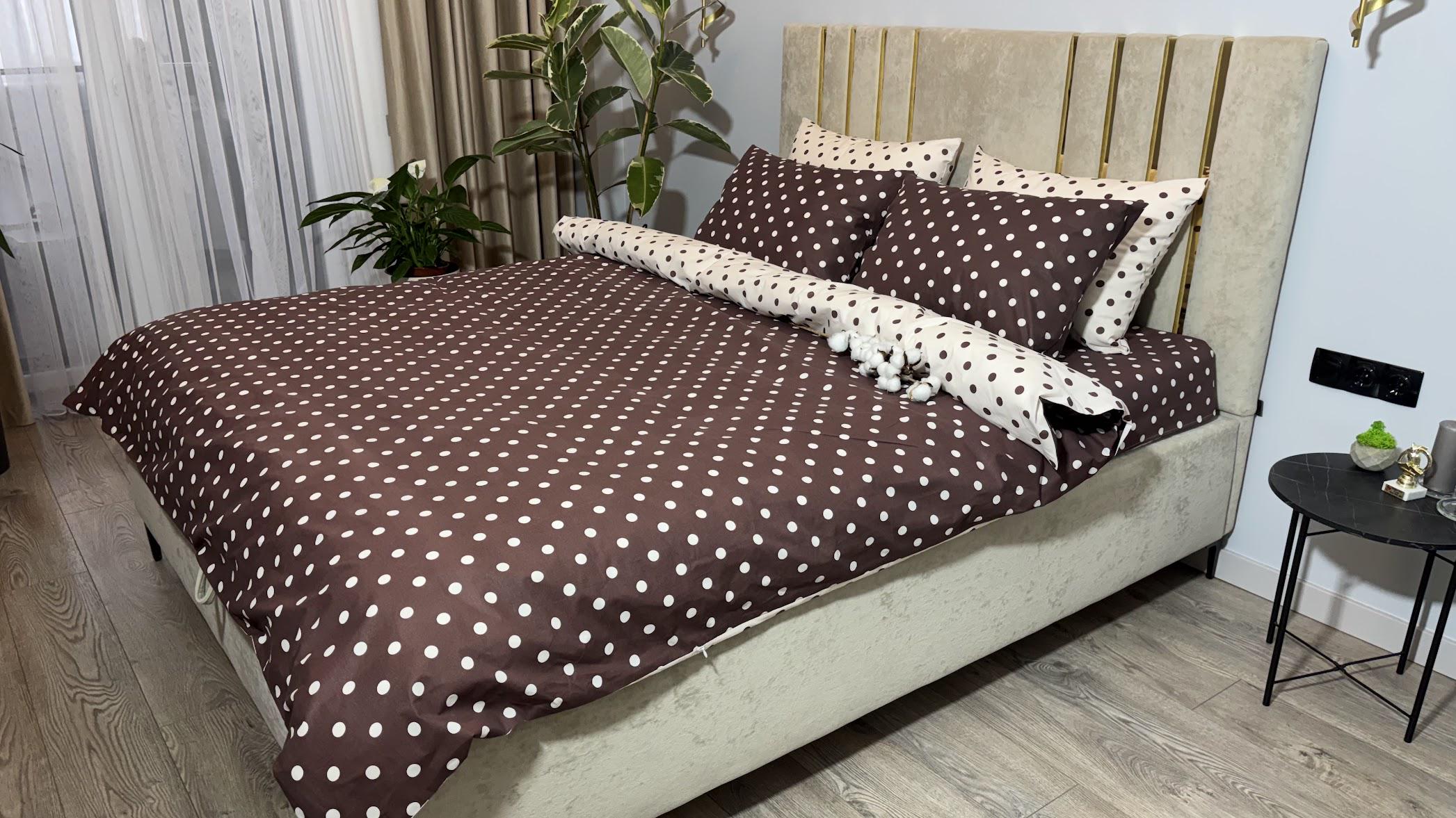 Комплект постільної білизни MG&Lviv Gold Lux Горошок бязь євро 200x220 (1087)