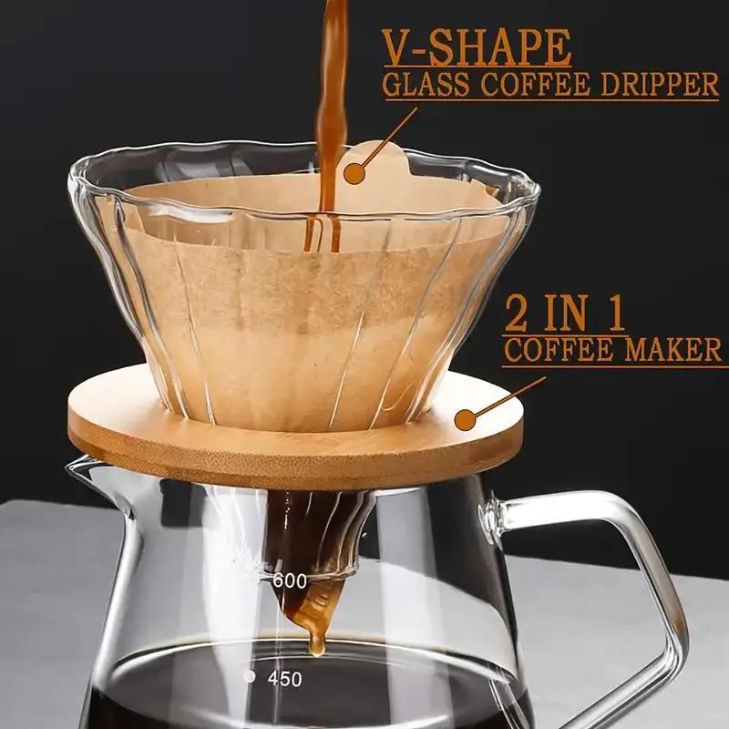 Подарунковий набір для заварювання фільтр кави V60 02 скляний пуровер і заварник 600 мл (400545) - фото 2 Подарунковий набір для заварювання фільтр кави V60 02 скляний пуровер і заварник 600 мл (400545) - фото 2