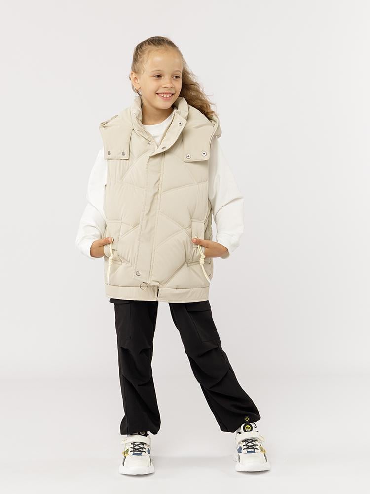 Жилет для девочки утепленный 140 см Молочный (SKT000914683)