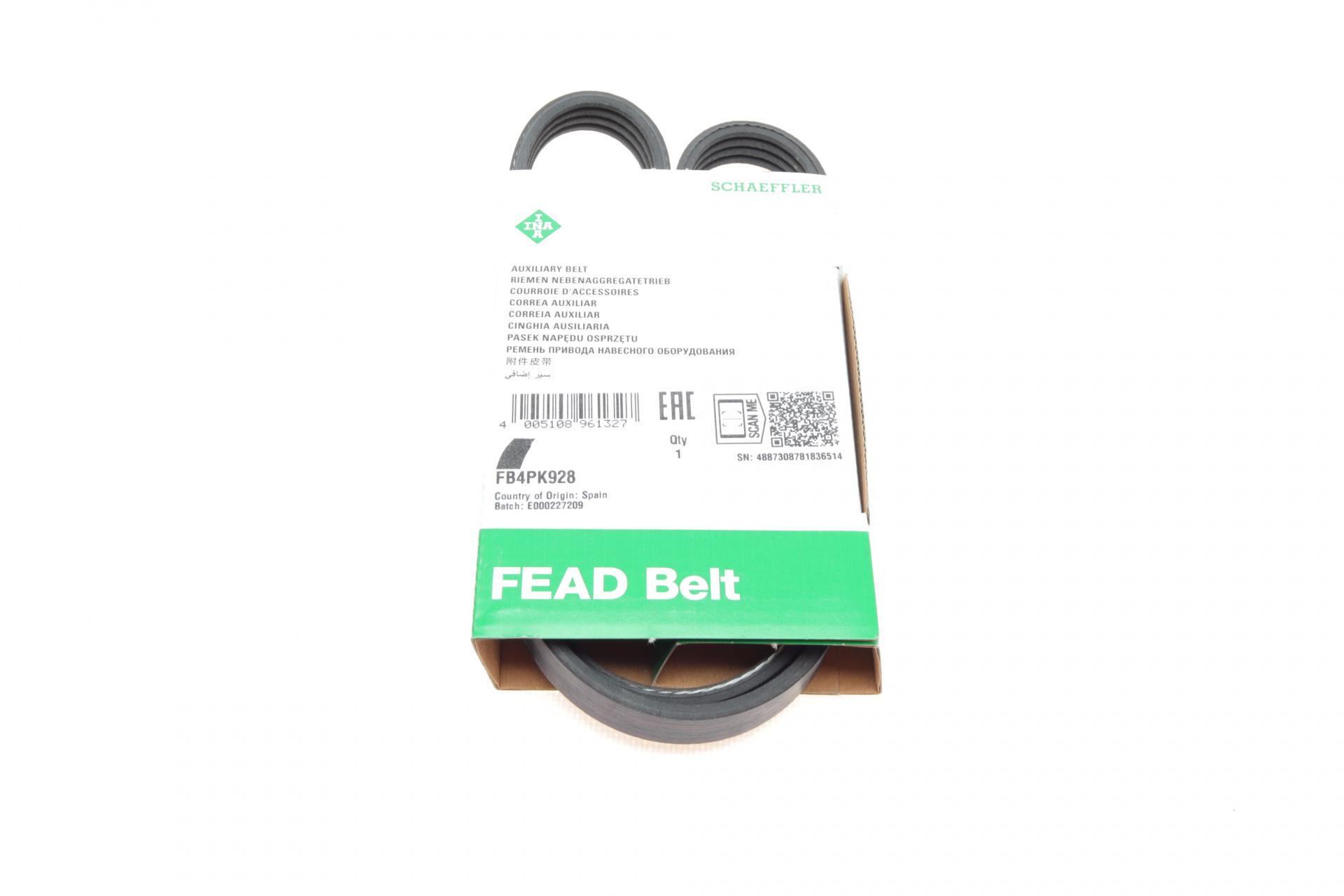 Ремень генератора INA для Renault Kangoo/Nissan Kubistar 1.2 16V 97- 4PK928 (FB 4PK928)