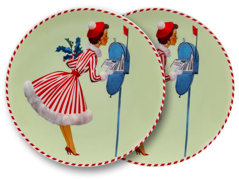 Набор из двух фарфоровых тарелок Lefard Miss christmas 21 см Зеленый (924-890)