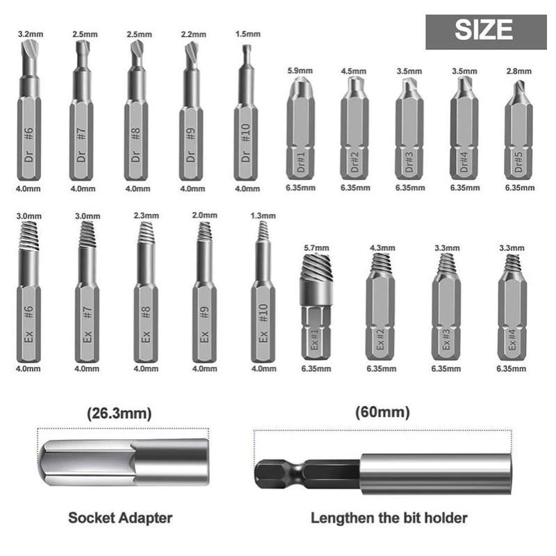 Набір бітів Fixtool для вилучення саморізів/болтів/гвинтів (Super-bit23) - фото 8 Набір бітів Fixtool для вилучення саморізів/болтів/гвинтів (Super-bit23) - фото 8