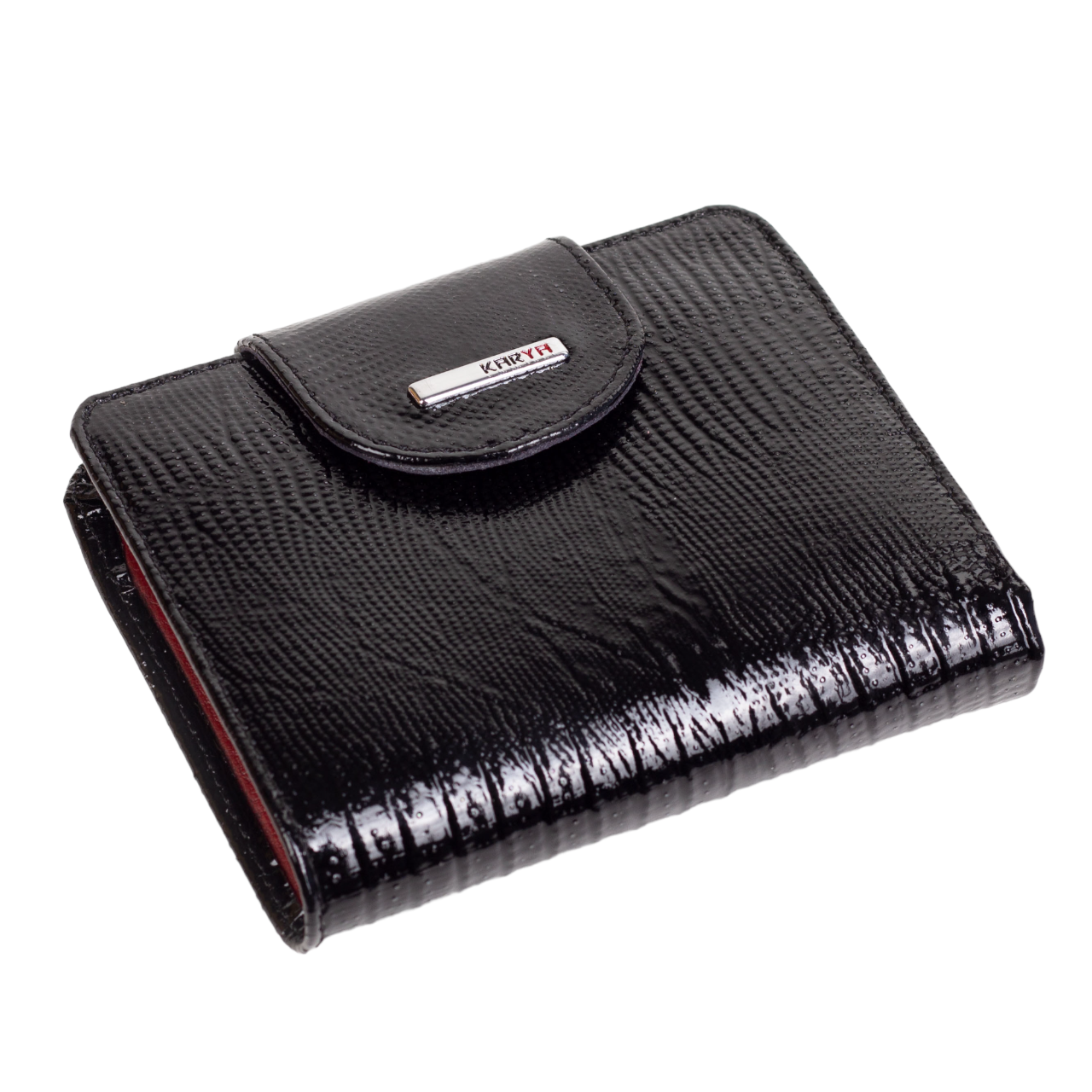 ᐉ Кошелек женский кожаный Karya 2007-073 маленький Черный с красным