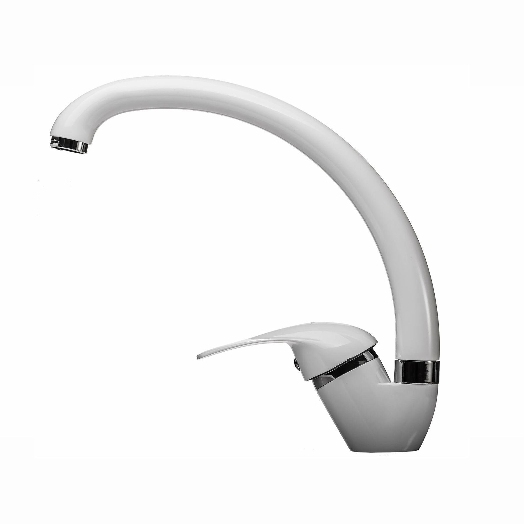 Смеситель для кухни EcoMix GEZ-WHITE-203S 000012256 однорычажный Белый (108271)