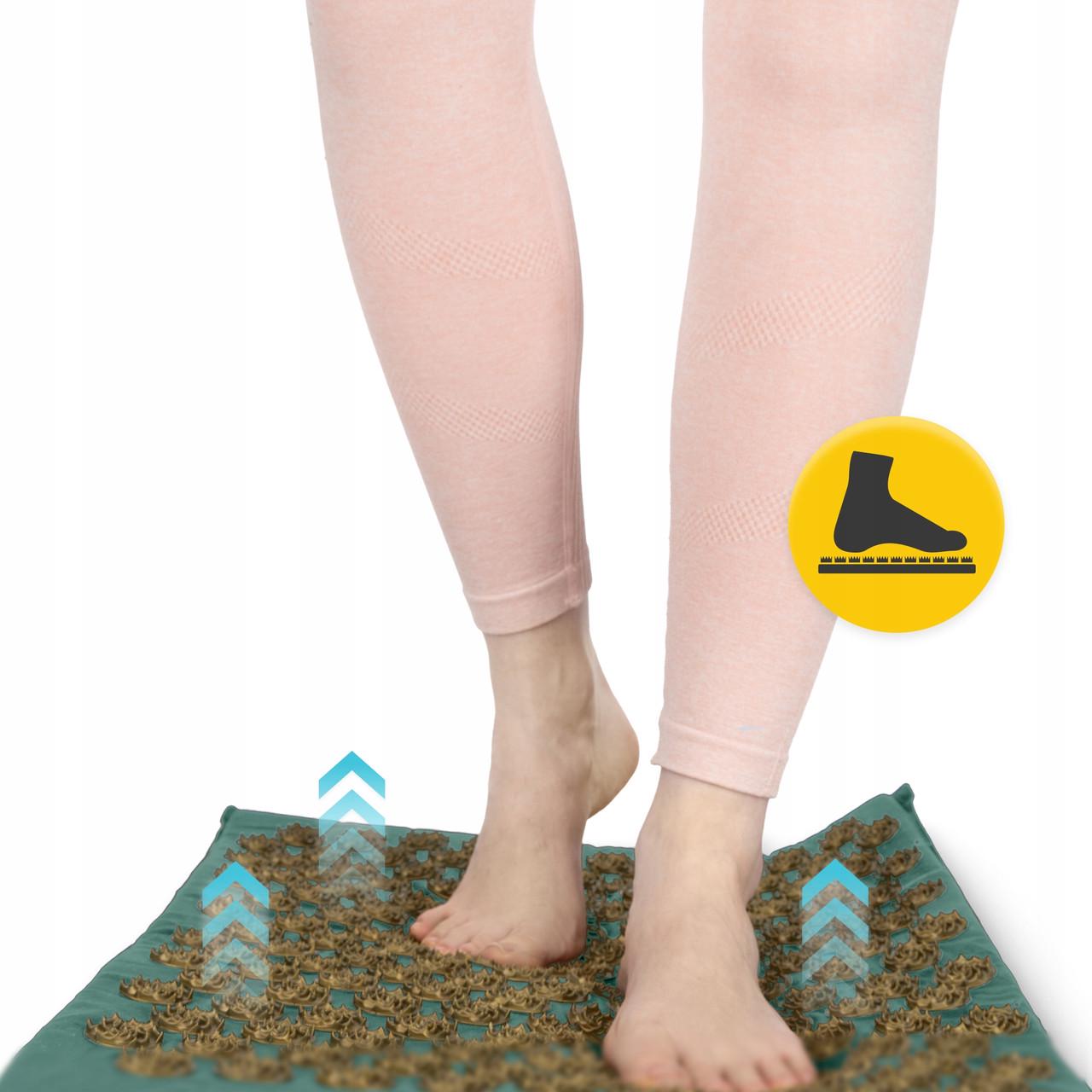 Килимок акупунктурний з подушкою 4fizjo Eco Mat XL аплікатор Кузнєцова Navy Green/Gold (P-5907739313614) - фото 9