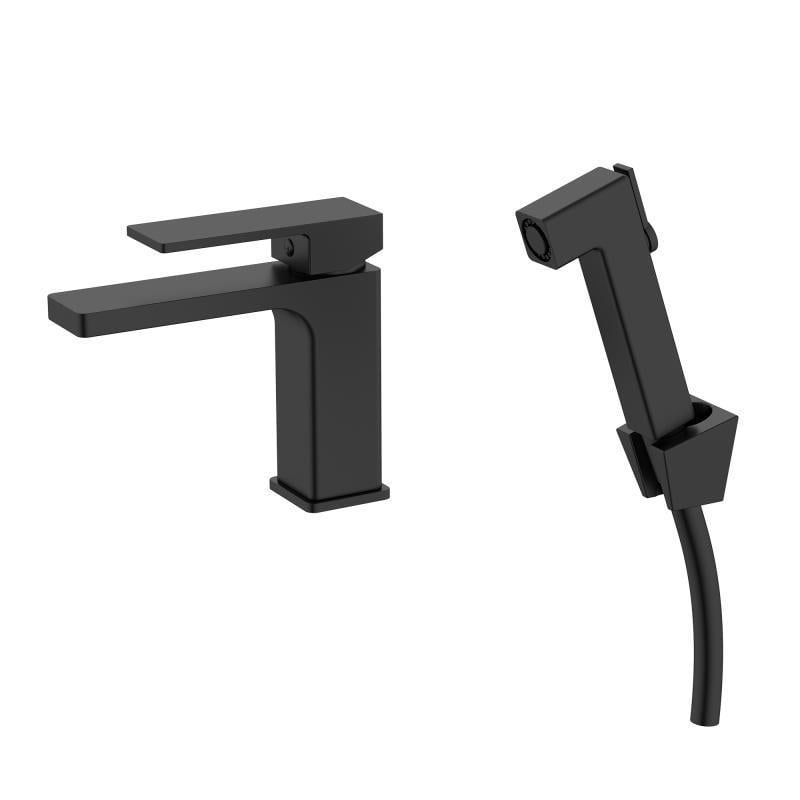 Змішувач для раковини Qtap Gemini з гігієнічним душем QTGEM272BLM45690 Black Matt Змішувач для раковини Qtap Gemini з гігієнічним душем QTGEM272BLM45690 Black Matt