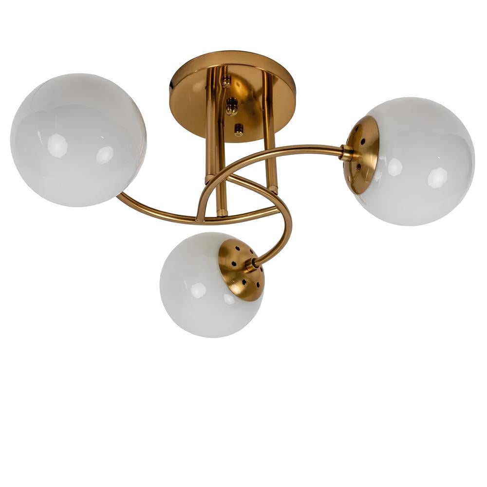 Люстра стельова молекула Light House SH-20340/3A COPPER E27х3 плафони білі 520х220х220 мм Мідь