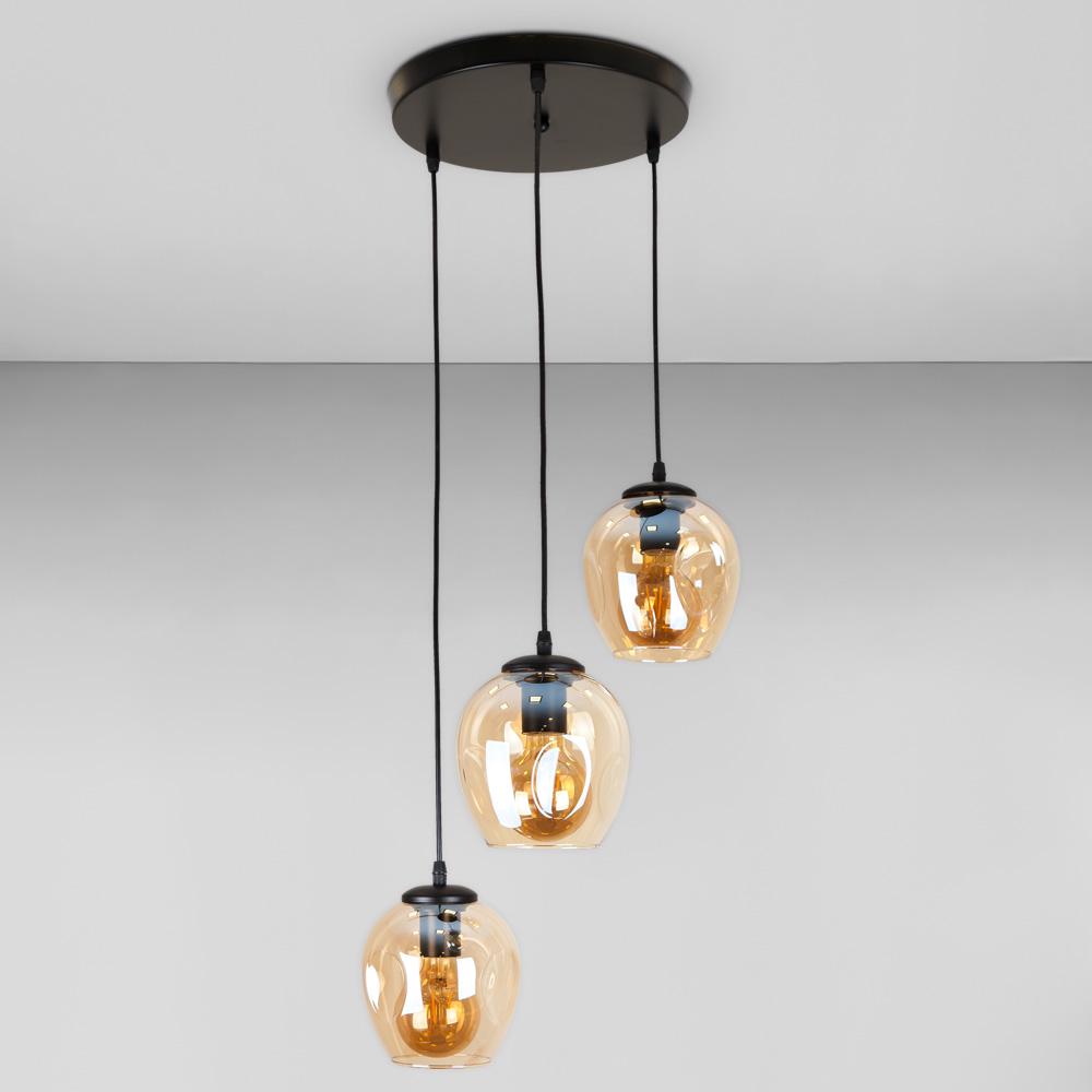 Люстра підвісна лофт Light House LS-17191F-3 BK/BR 300 Чорний/Бурштиновий 
