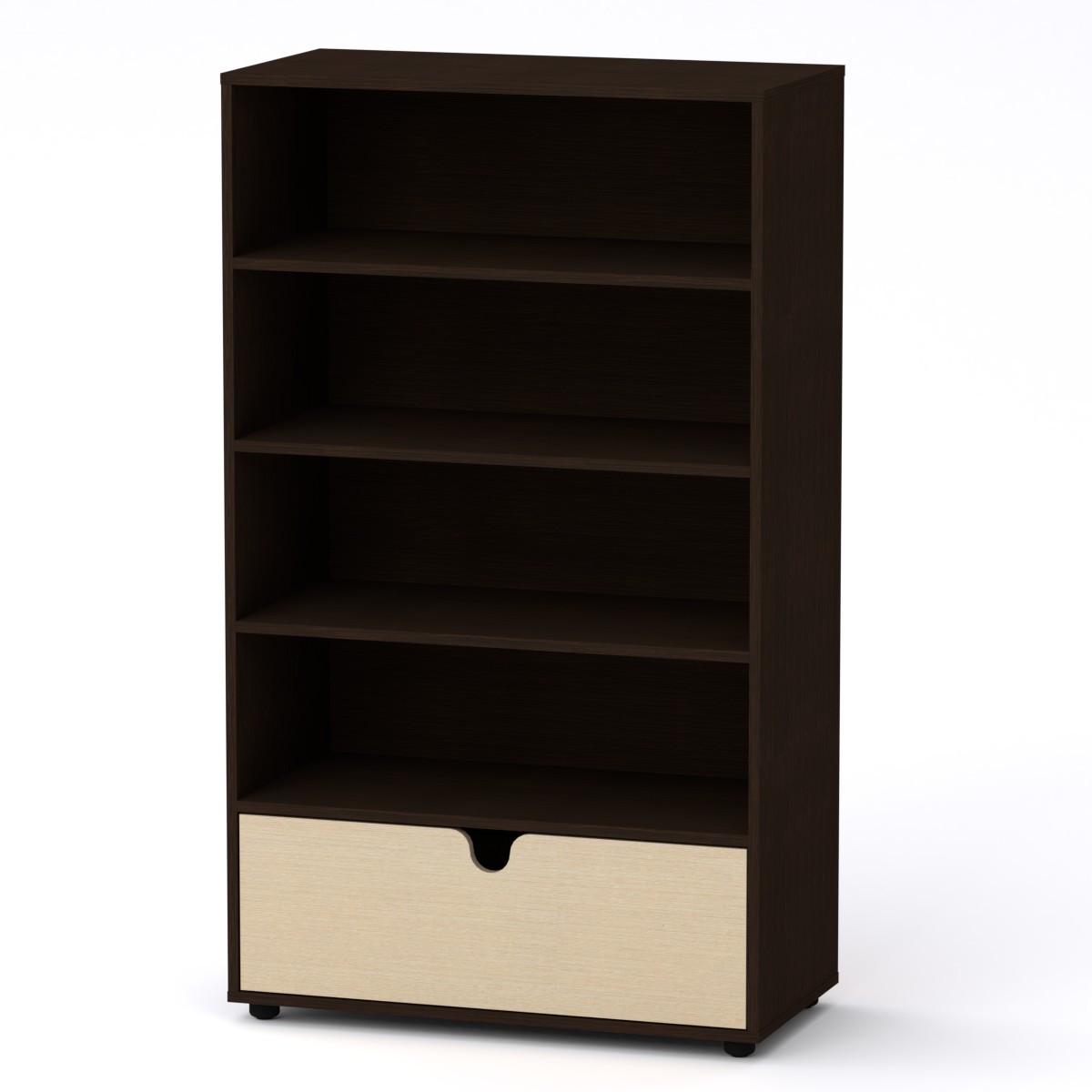 Шкаф книжный Компанит МГ-7 Тумба-2 с ящиком и внешней полкой 80х40х137 см Венге