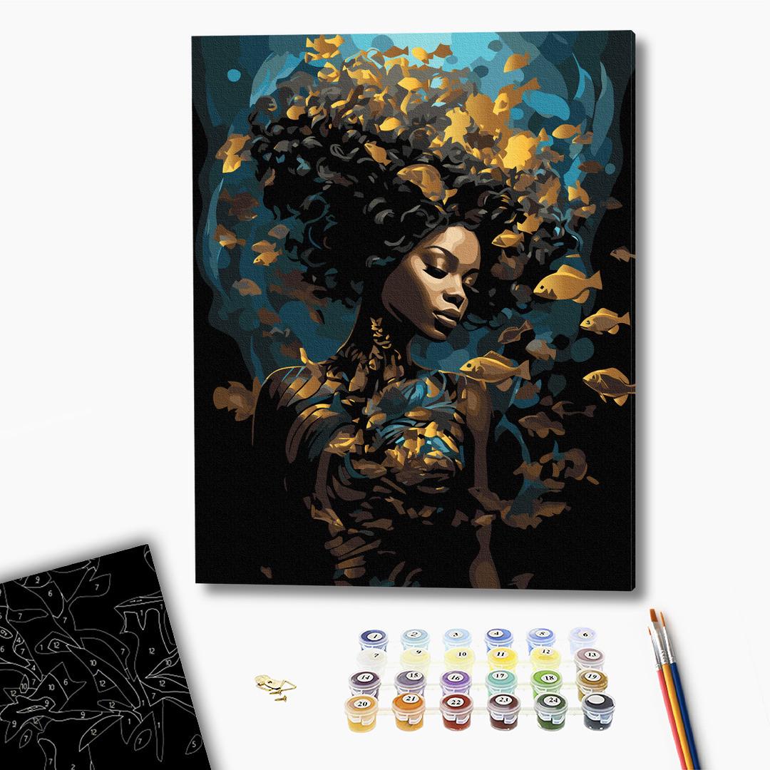 Картина за номерами Brushme "Морська німфа" чорне полотно з металевою фарбою 40х50 см (BSB0007) - фото 3 Картина за номерами Brushme "Морська німфа" чорне полотно з металевою фарбою 40х50 см (BSB0007) - фото 3