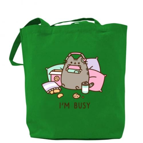 Шопер Pusheen "I'm Busy" 37х41 см Зеленый (13422422-10-184714)