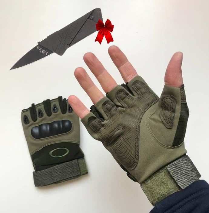 Тактичні рукавички без пальців XL і мультитул візитка Чорний/Оливковий - фото 2 Тактичні рукавички без пальців XL і мультитул візитка Чорний/Оливковий - фото 2