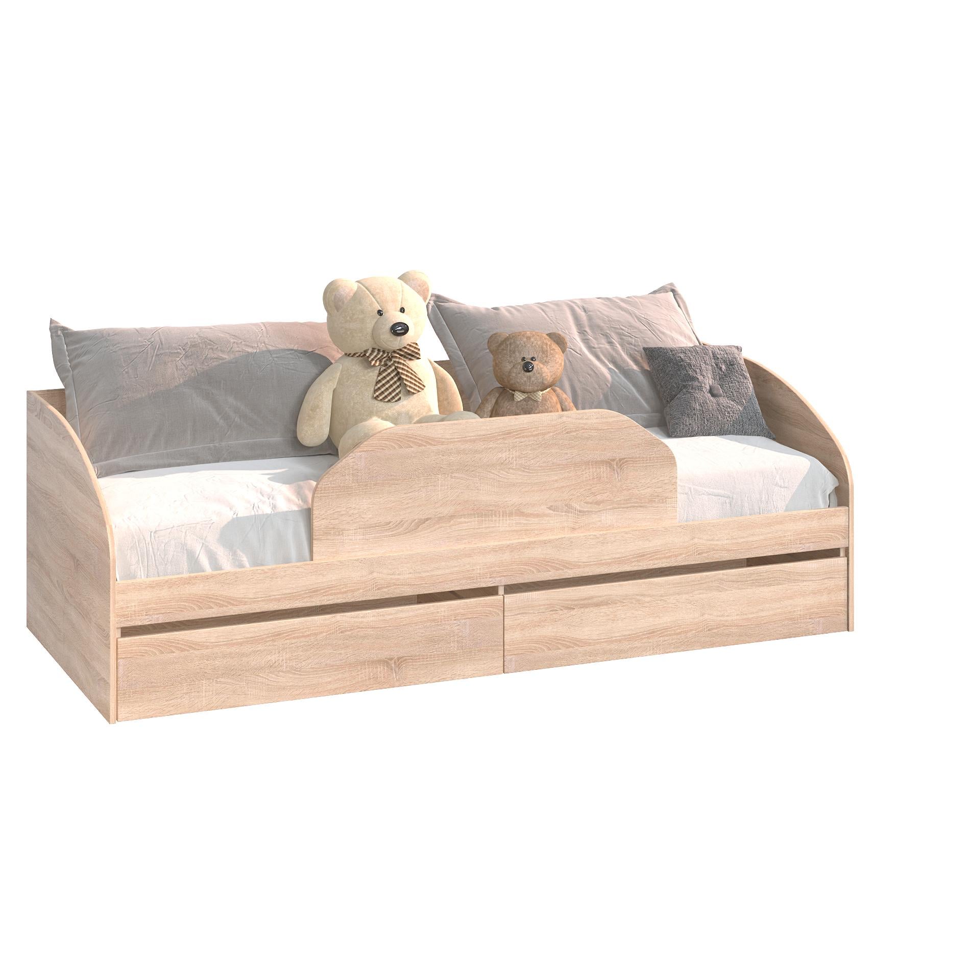 Кровать детская с ящиками Мастер Форм Брайт 835x2032x600 мм спальное место 800х2000 мм Дуб сонома (32238)